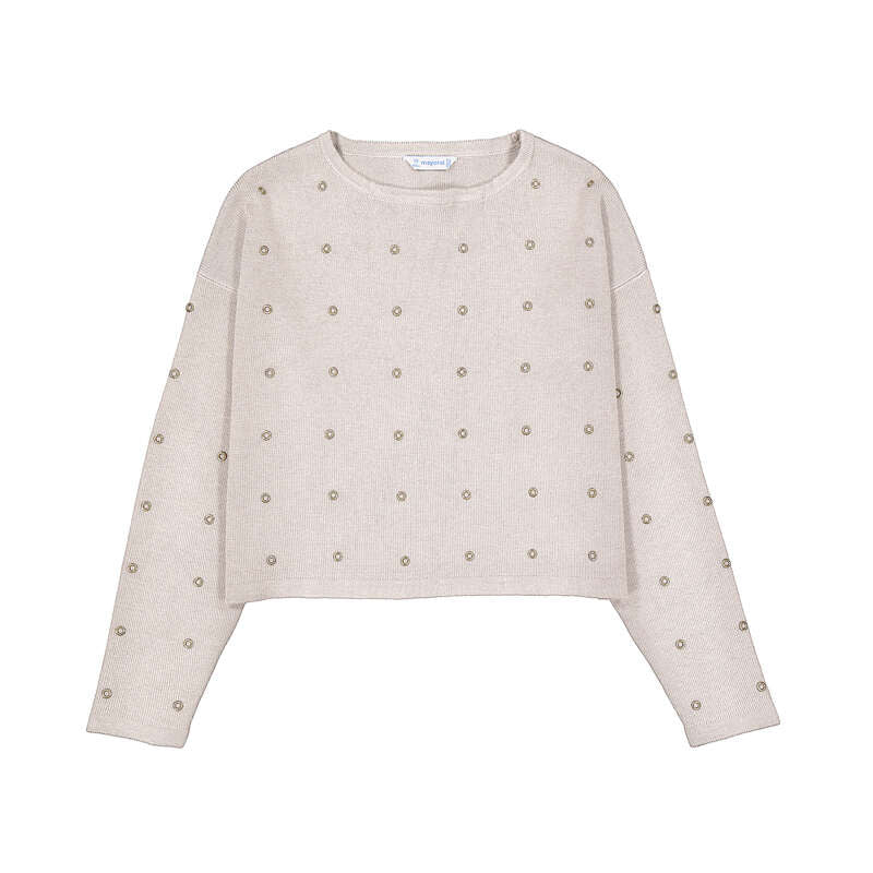 Mayoral Jewel Embellished Sweatshirt | Cream 7336