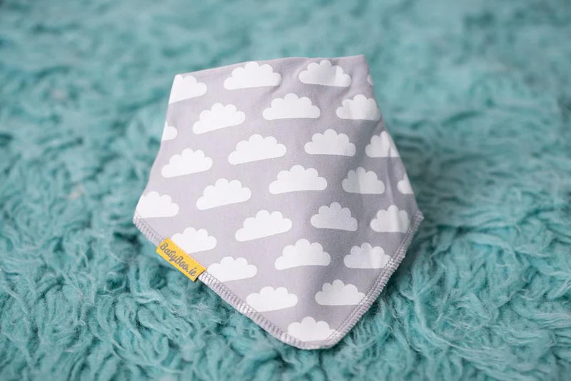 Baby Boo Clouds Bandana Bib | Grey