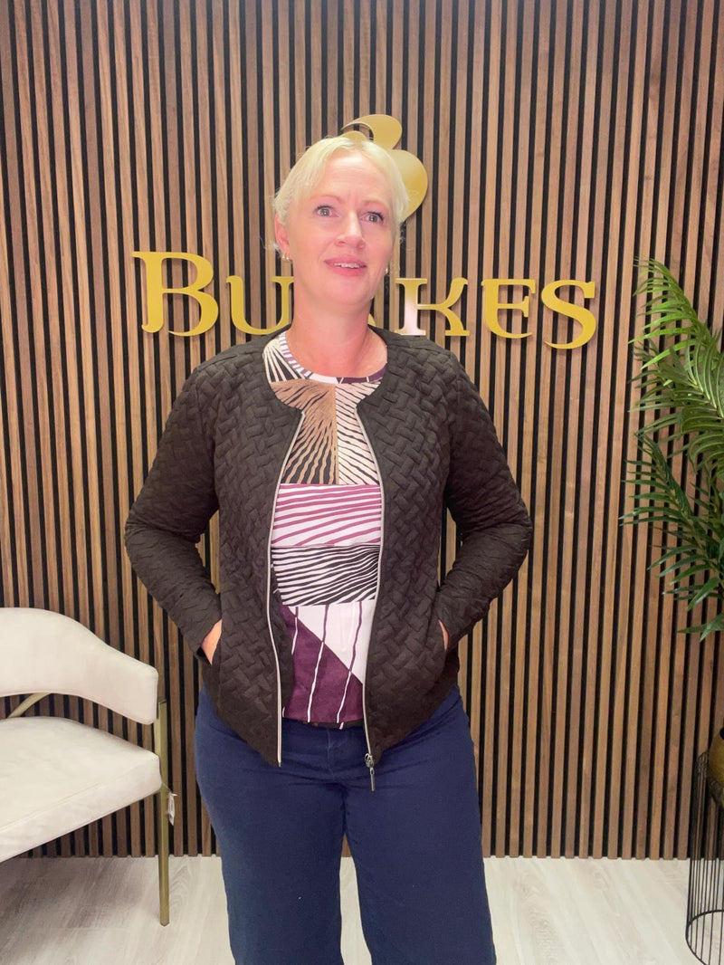 Sunday Quilted Woven Texture Open-Front Jacket | Caffee 6350 6599