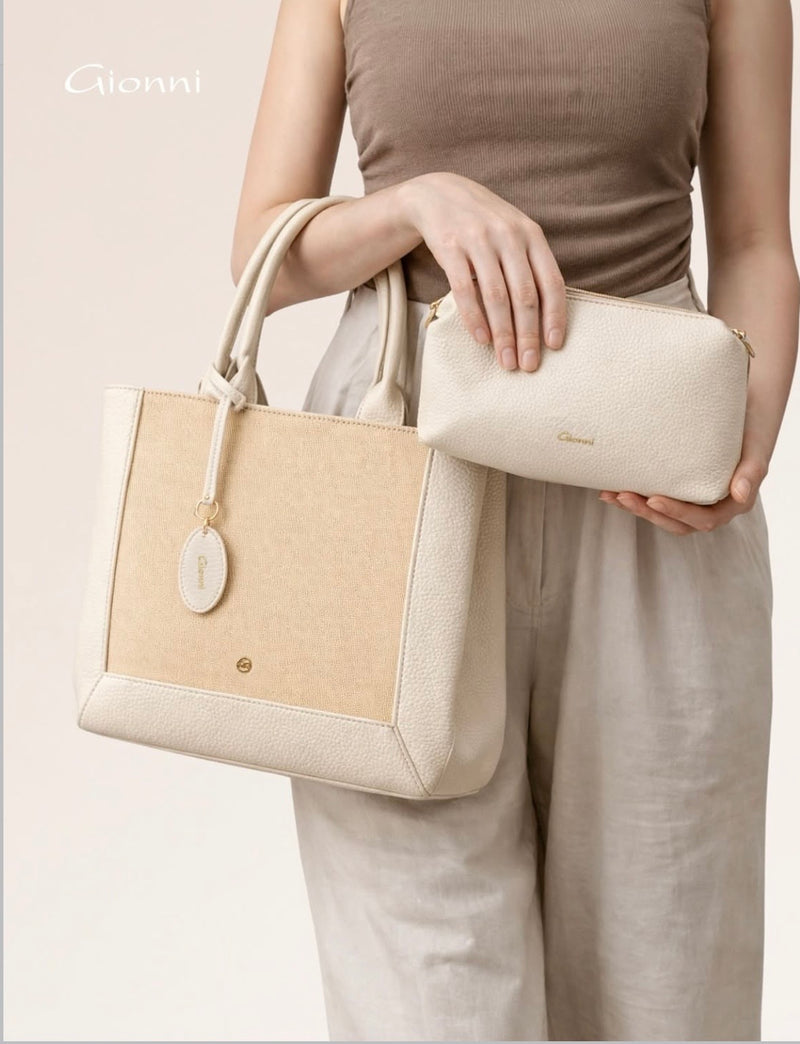 Gionni Turquoise Large Shopper Bag | Beige 11G2880
