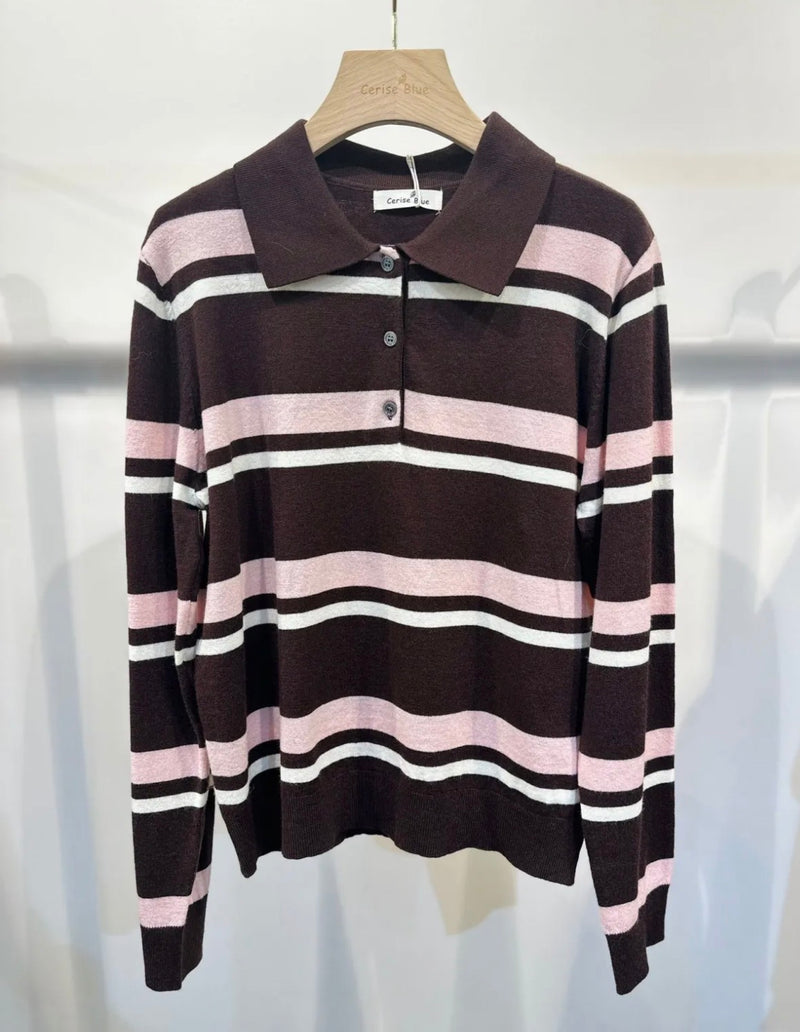 Cerise Blue Ava Polo Pullover | Stripe L159