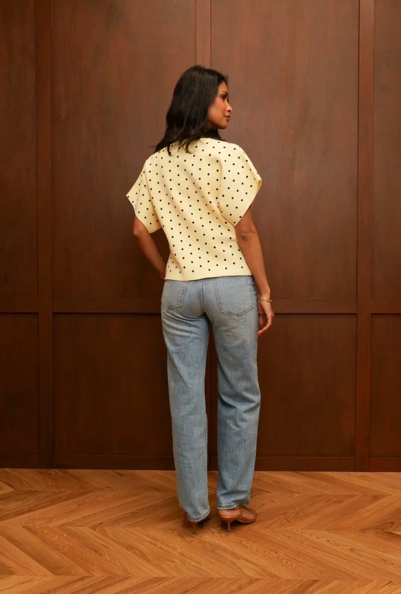 Jubylee Polka Dot Carigan | Yellow GIL013