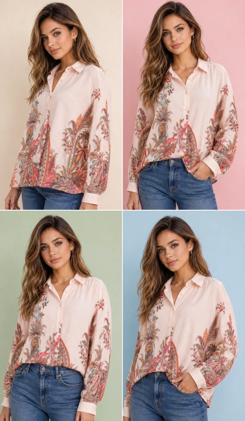 JS Millenium Cecilia Paisley Print Blouse | Beige CH5531