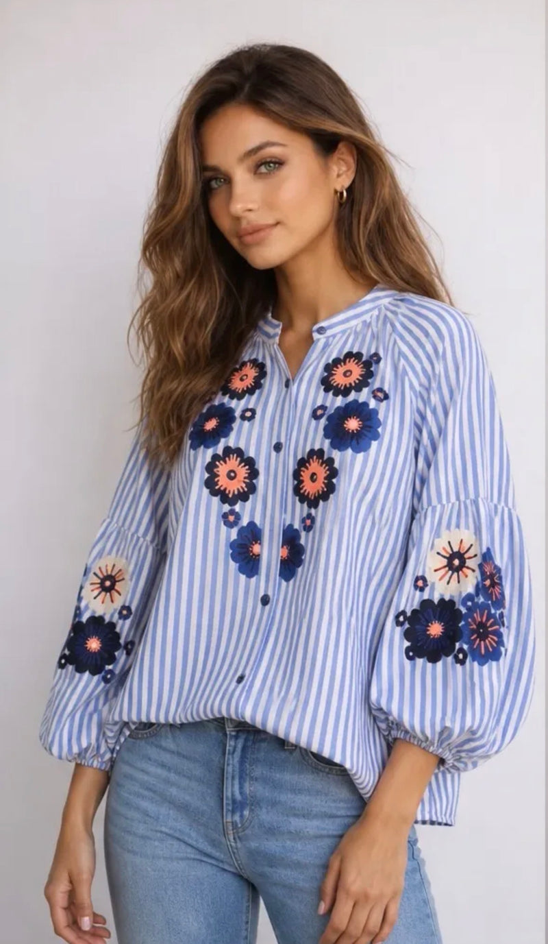 JS Millenium Delilah Blouse | Blue CH5532