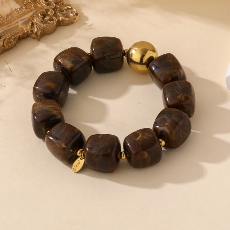 Lovelika Chunky Bead Stretch Bracelet | Brown