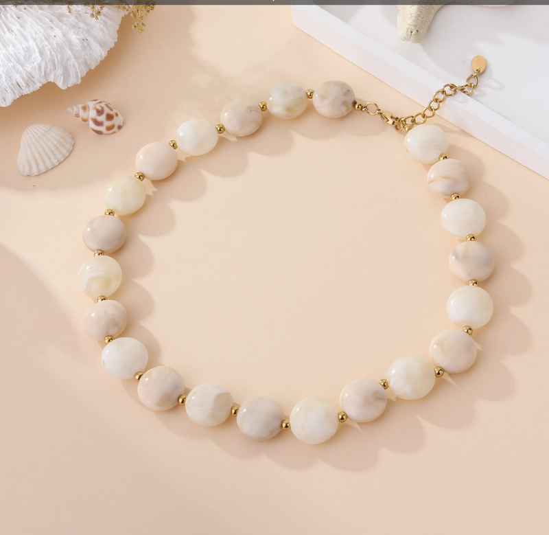 Lovelika Chunky Round Bead Necklace | Cream L03-729