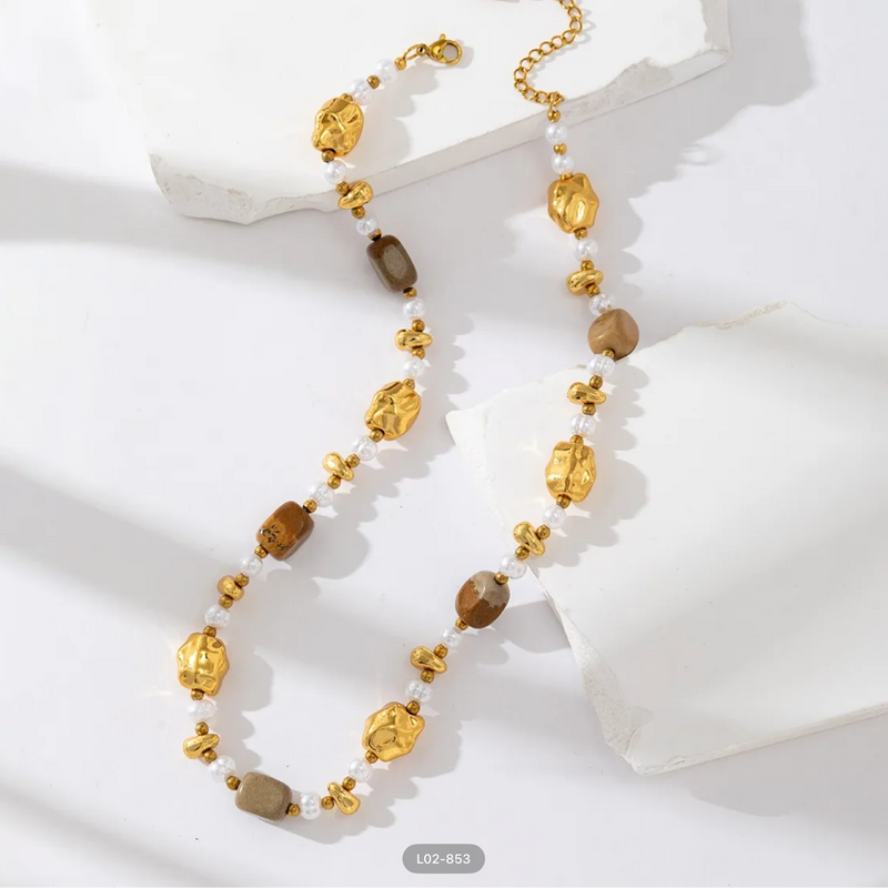 Lovelika Mixed Media Beaded Necklace |  Gold L02-853