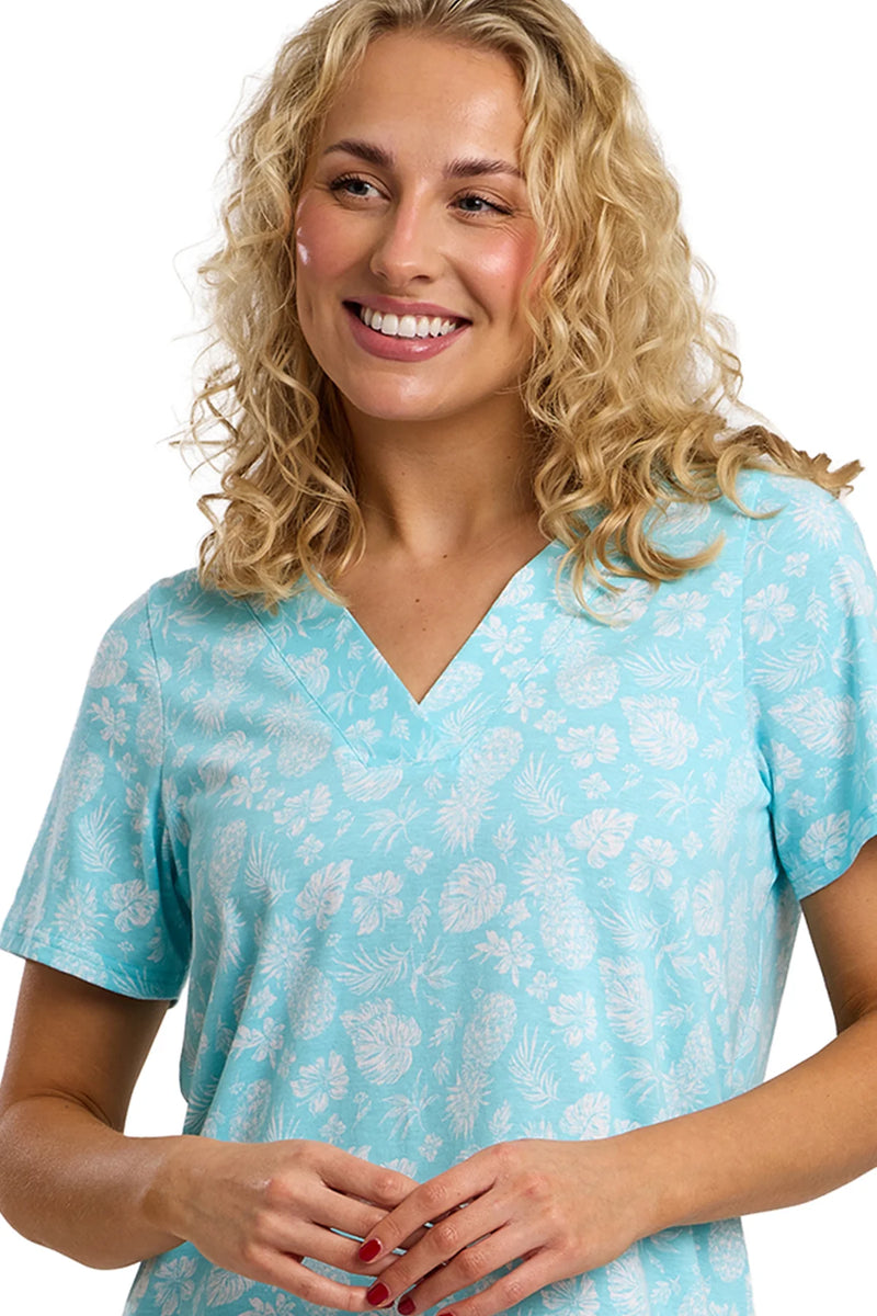Indigo Sky Pineapple Jersey Nightshirt | Aqua IN47519