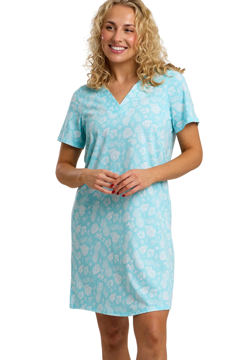 Indigo Sky Pineapple Jersey Nightshirt | Aqua IN47519