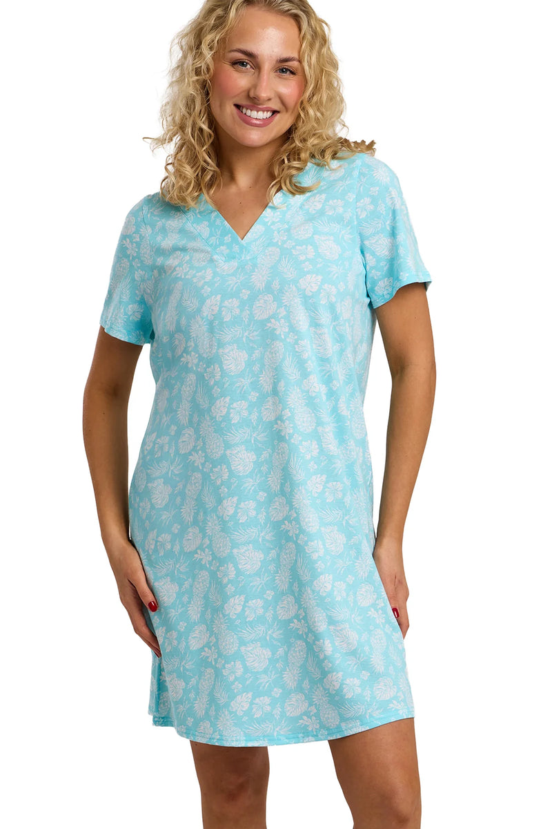 Indigo Sky Pineapple Jersey Nightshirt | Aqua IN47519