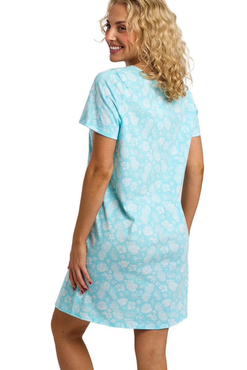 Indigo Sky Pineapple Jersey Nightshirt | Aqua IN47519