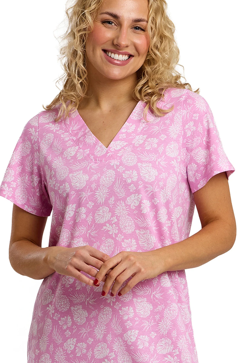 Indigo Sky Pineapple Jersey Nightshirt | Pink IN47519
