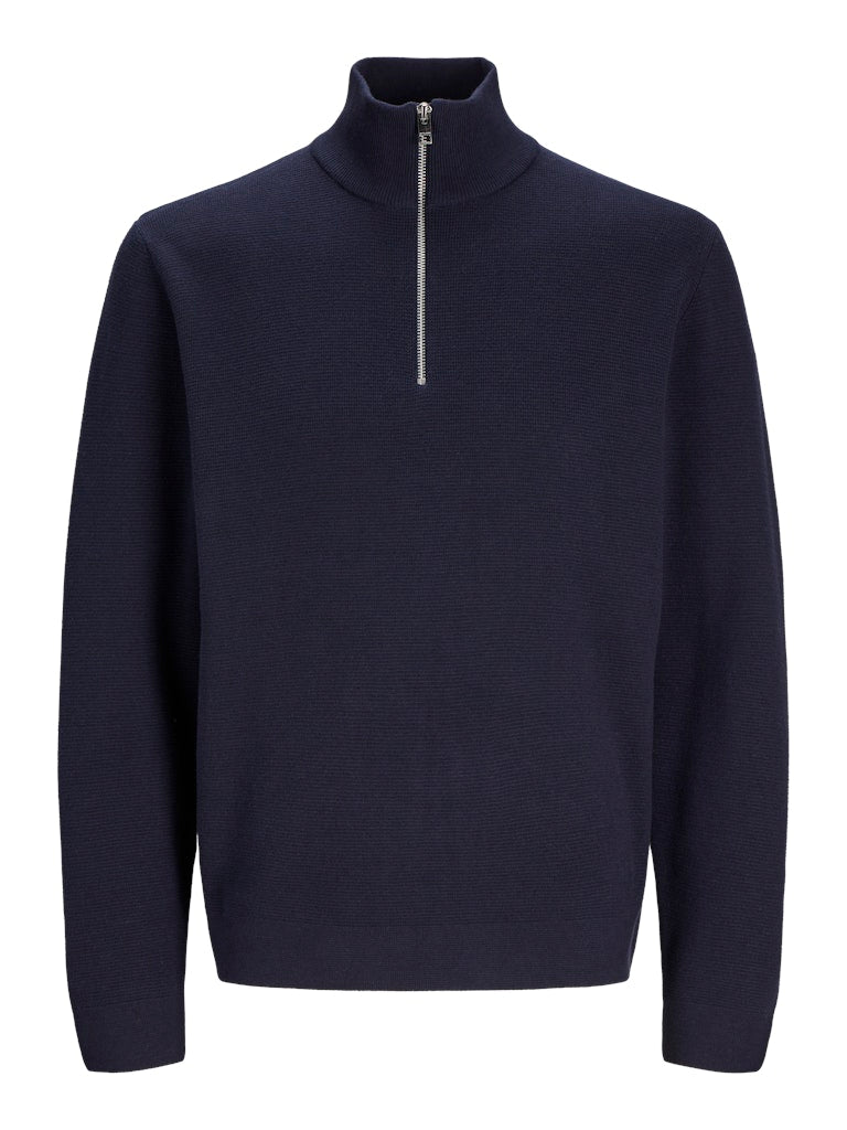 Jack & Jones Milano Stitch Half-Zip Knitted Pullover | Navy
