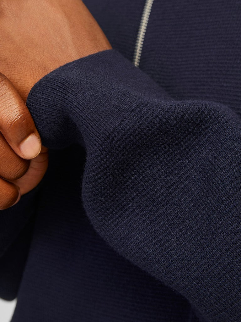 Jack & Jones Milano Stitch Half-Zip Knitted Pullover | Navy
