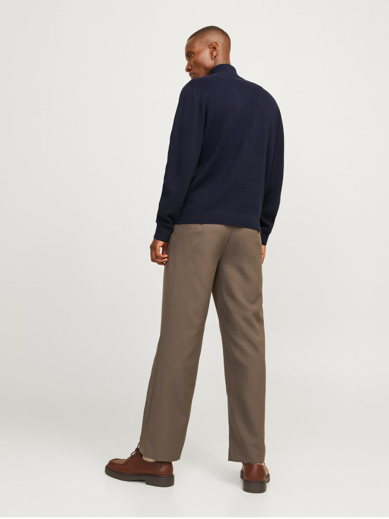 Jack & Jones Milano Stitch Half-Zip Knitted Pullover | Navy