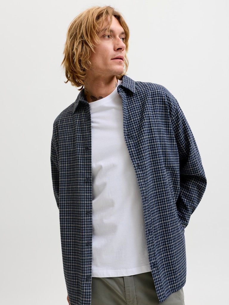 Jack & Jones Carter LS Check Shirt  | Navy
