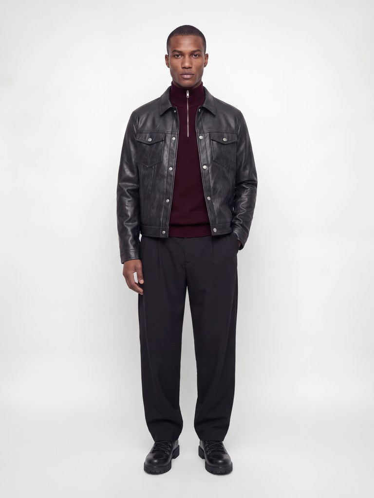 Jack & Jones Milano Stitch Half-Zip Knitted Pullover | Bitter Chocolate