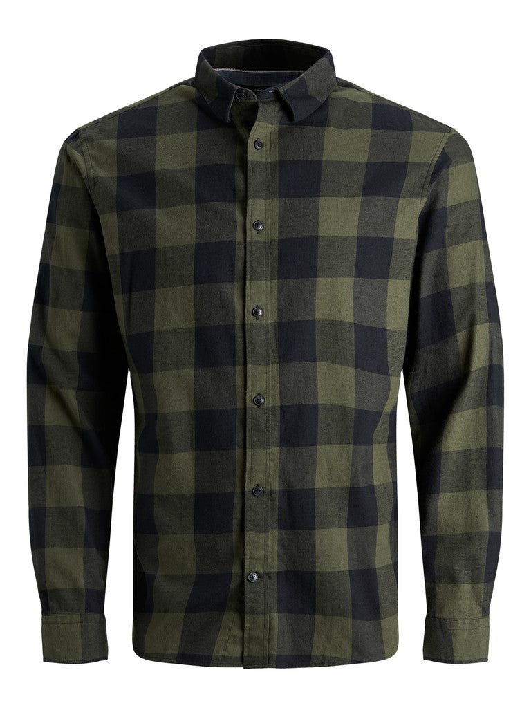 Jack & Jones Gingham Twill Shirt L/S | Olive