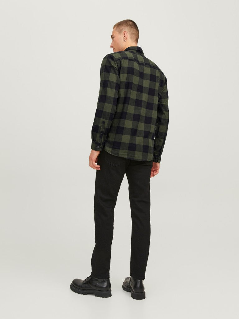 Jack & Jones Gingham Twill Shirt L/S | Olive