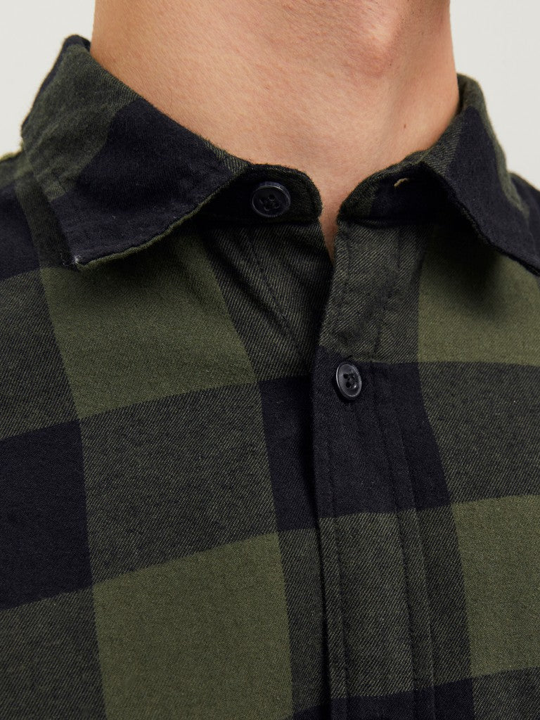 Jack & Jones Gingham Twill Shirt L/S | Olive