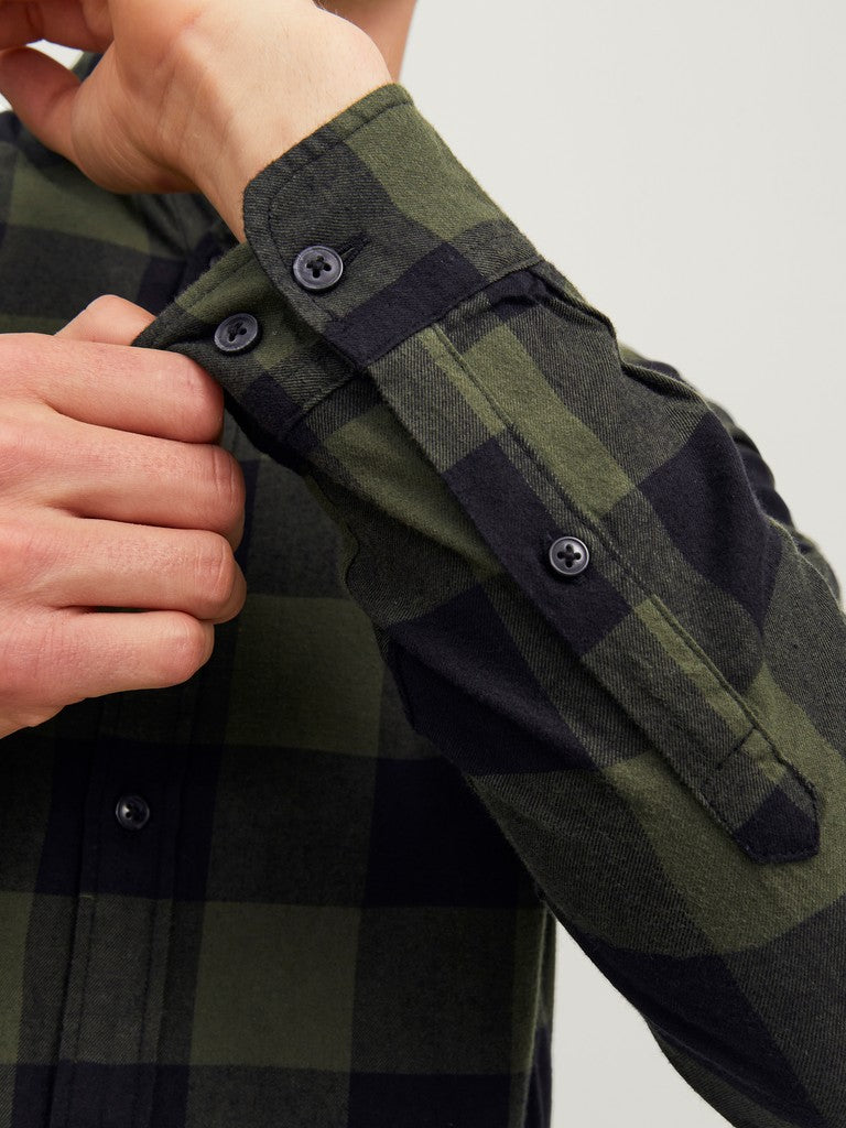 Jack & Jones Gingham Twill Shirt L/S | Olive