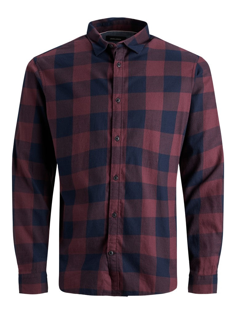Jack & Jones Gingham Twill Shirt L/S | Port