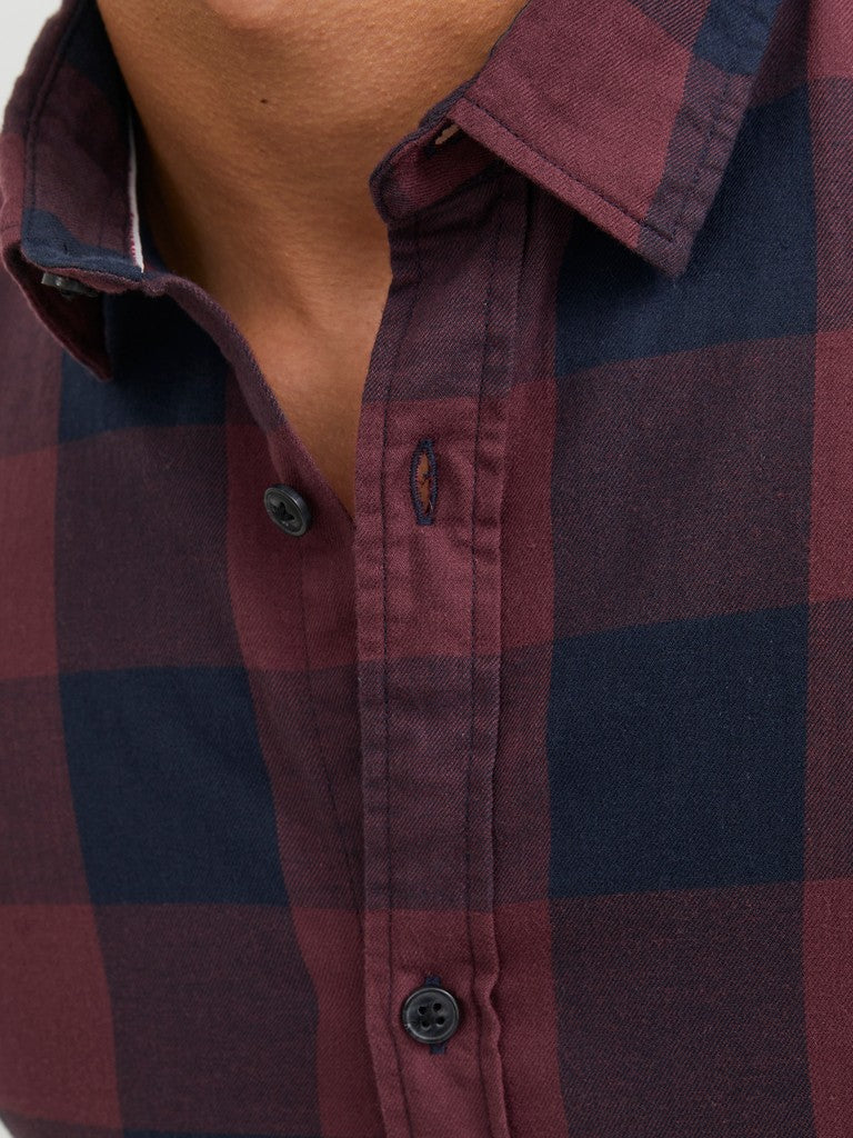 Jack & Jones Gingham Twill Shirt L/S | Port