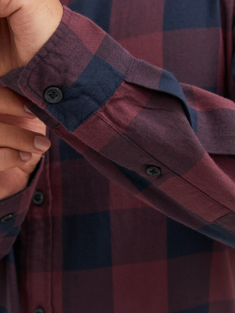 Jack & Jones Gingham Twill Shirt L/S | Port
