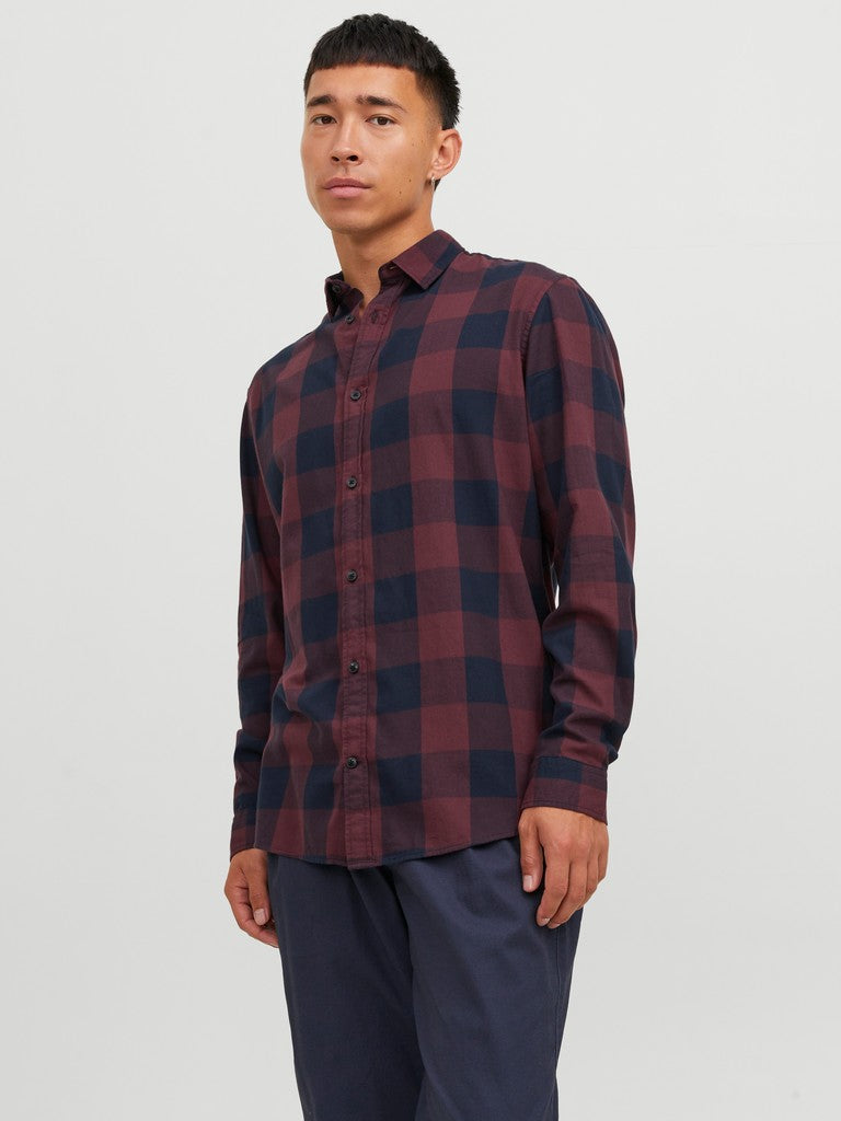Jack & Jones Gingham Twill Shirt L/S | Port