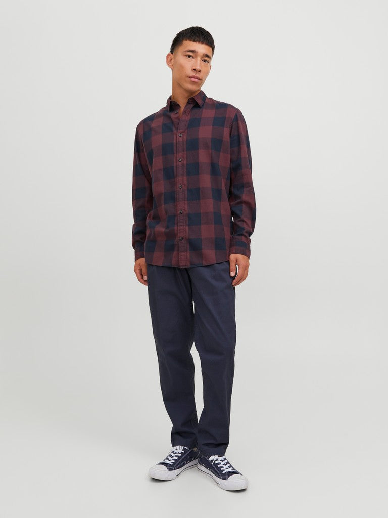 Jack & Jones Gingham Twill Shirt L/S | Port