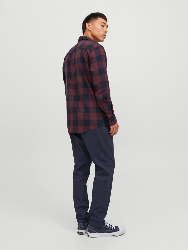 Jack & Jones Gingham Twill Shirt L/S | Port