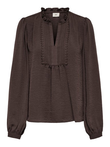 JDY Rachel Life Long Sleeve Pintuck Top | Coffee 15323274