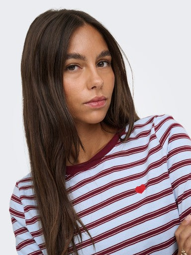 JDY Pisa Long Sleeve Print Top | Wine/Blue 15359938