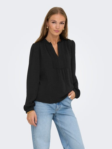 JDY Rachel Life Long Sleeve Pintuck Top | Black 15323274
