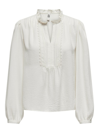 JDY Rachel Life Long Sleeve Pintuck Top | Cloud Dancer 15323274
