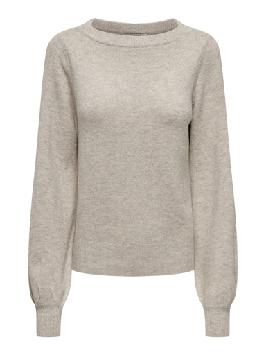 JDY Rue Glitter Long Sleeve Boat Pullover | Light Grey 15330648