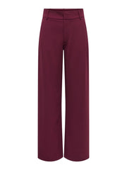 JDY wide leg jersey trousers in burgundy - front on model