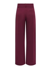 JDY wide leg jersey trousers in burgundy - flat front view