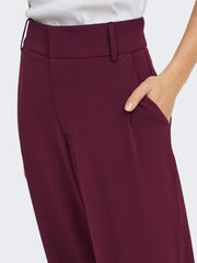 JDY wide leg jersey trousers in burgundy - flat back view