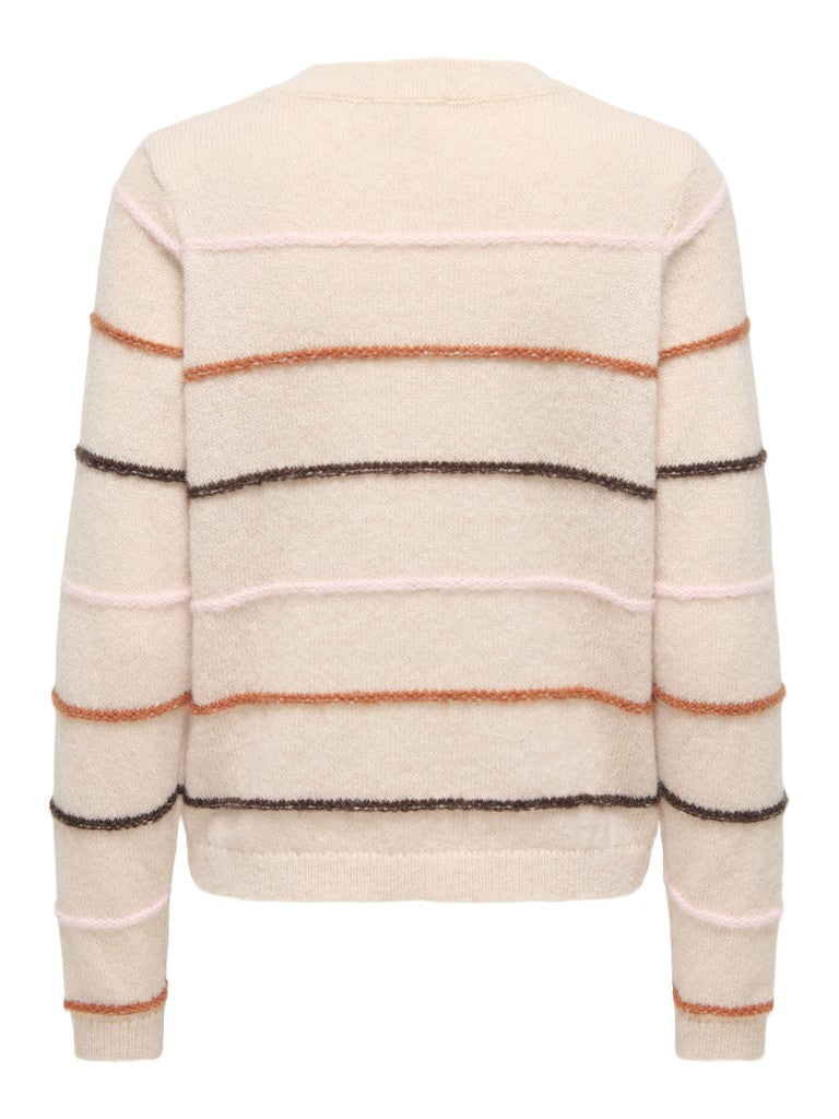 JDY  Sigrid Life Striped Knit Struct Pullover | Cement