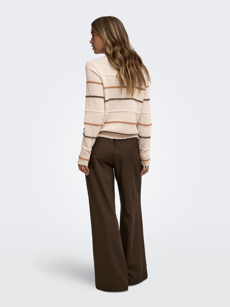 JDY  Sigrid Life Striped Knit Struct Pullover | Cement