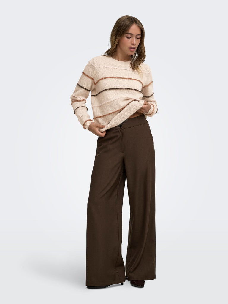 JDY  Sigrid Life Striped Knit Struct Pullover | Cement