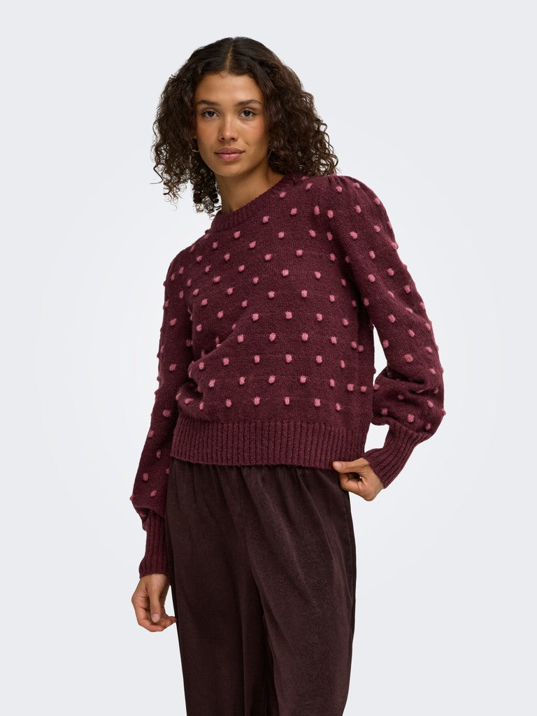 JDY Sigrid Life L/S On Puff Pullover | Wine