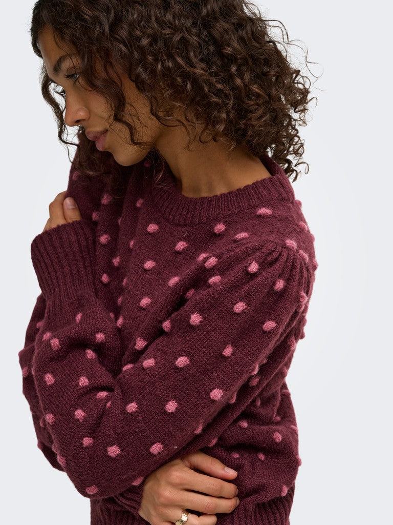 JDY Sigrid Life L/S On Puff Pullover | Wine