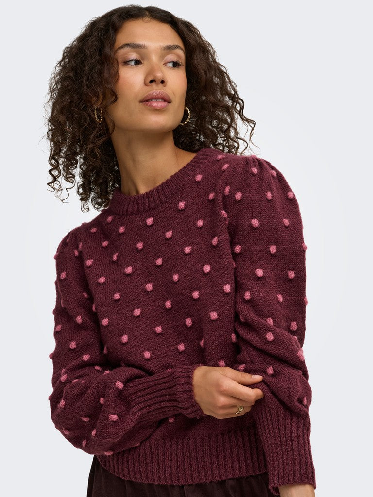 JDY Sigrid Life L/S On Puff Pullover | Wine