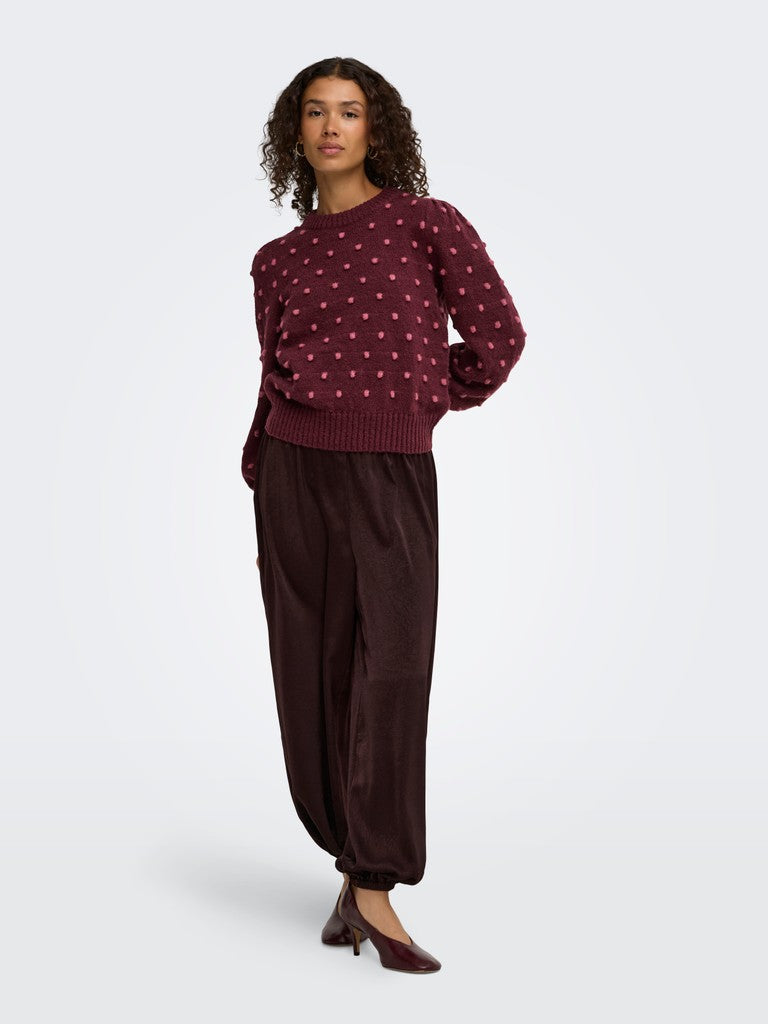 JDY Sigrid Life L/S On Puff Pullover | Wine