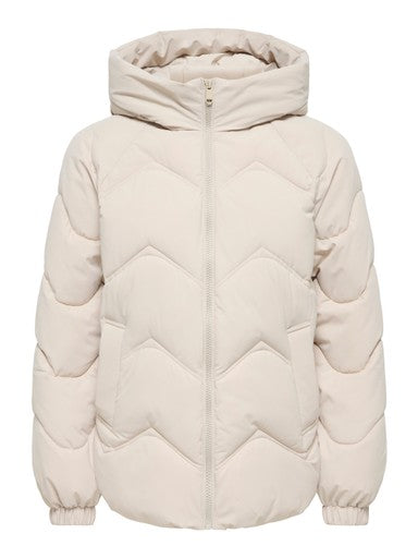 JDY Power Short Hooded Puffer Jacket | Grey 15376541