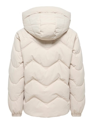 JDY Power Short Hooded Puffer Jacket | Grey 15376541