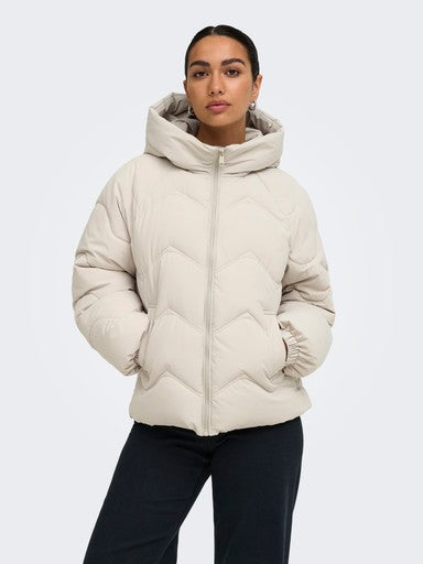 JDY Power Short Hooded Puffer Jacket | Grey 15376541