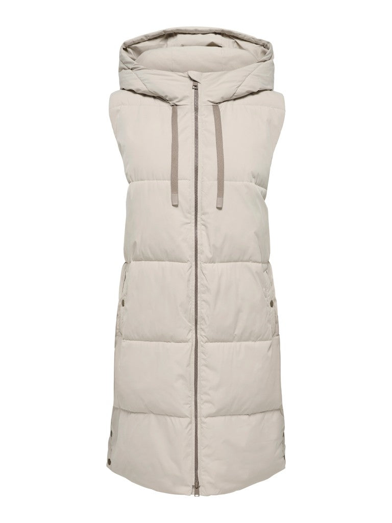 JDY Blair Long Hood Waistcoat | Silver Mink